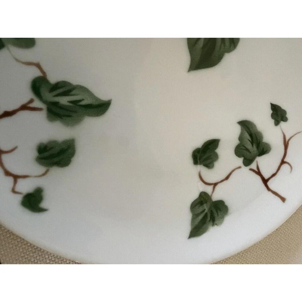 Vtg Princess China Tru-Tone Moderne Ivy Green Leaves Salad Plate Mid Century
